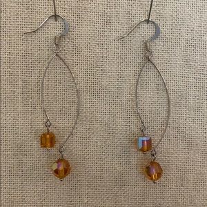 Silver and ginger color stone earrings